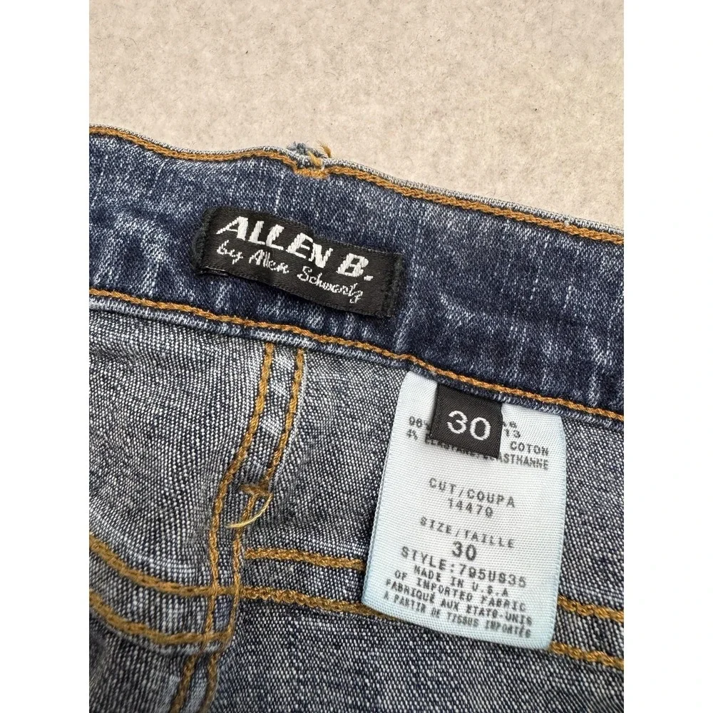 Allen B. By Allen Schwartz Jeans Womens 30 Blue Mid Rise Wide Leg Rhinestone - Picture 5 of 13